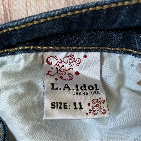 LA Idol Embellished Denim Jeans Size 11 - Picture 4 of 5